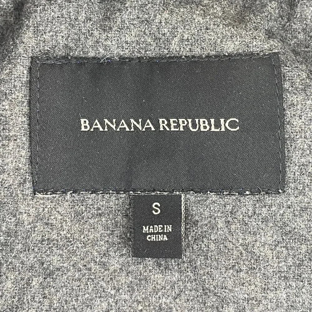 Banana Republic Puffer Vest Men‎ Small Charcoal Grey Wool Blend Zip Snap Button